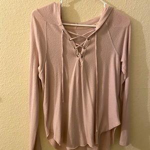 American Eagle Light Pink Medium Hoodie with Adjustable Strings